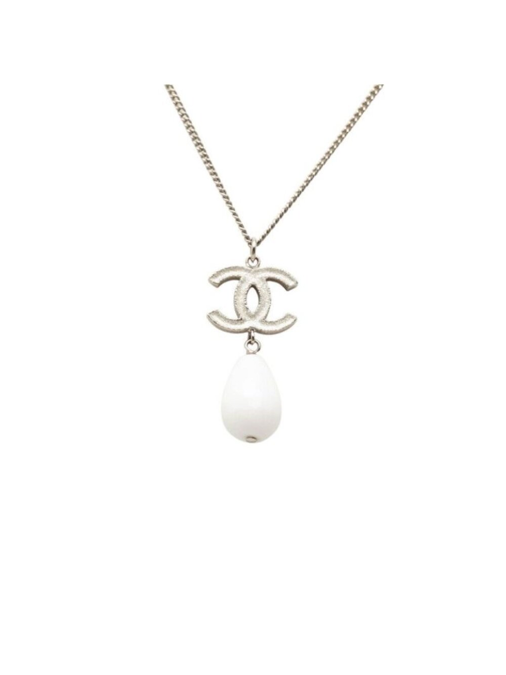 Chanel CC Logo Pendant Silver White Metal - Picture 2 of 6